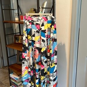 Nylon Apparel, wide leg, fun geometric design.